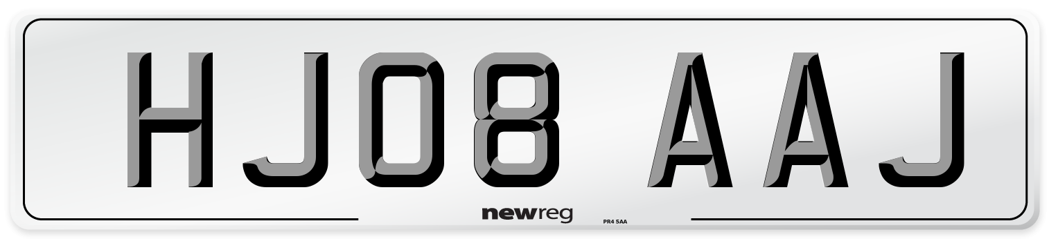 HJ08 AAJ Number Plate from New Reg